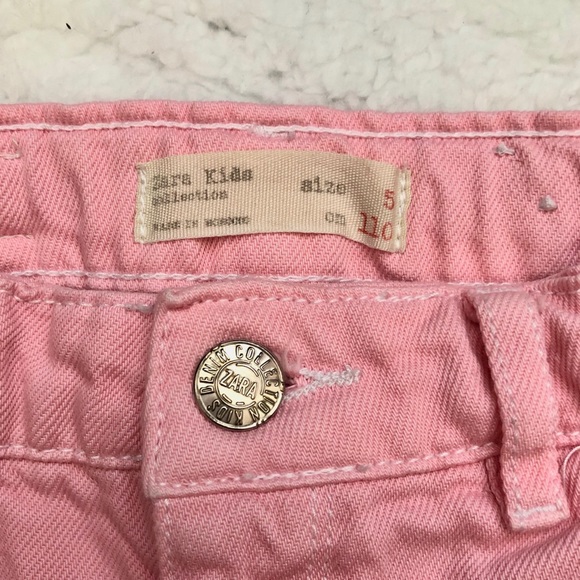 Zara Cropped Frayed Pink Denim Pants - Picture 4 of 5